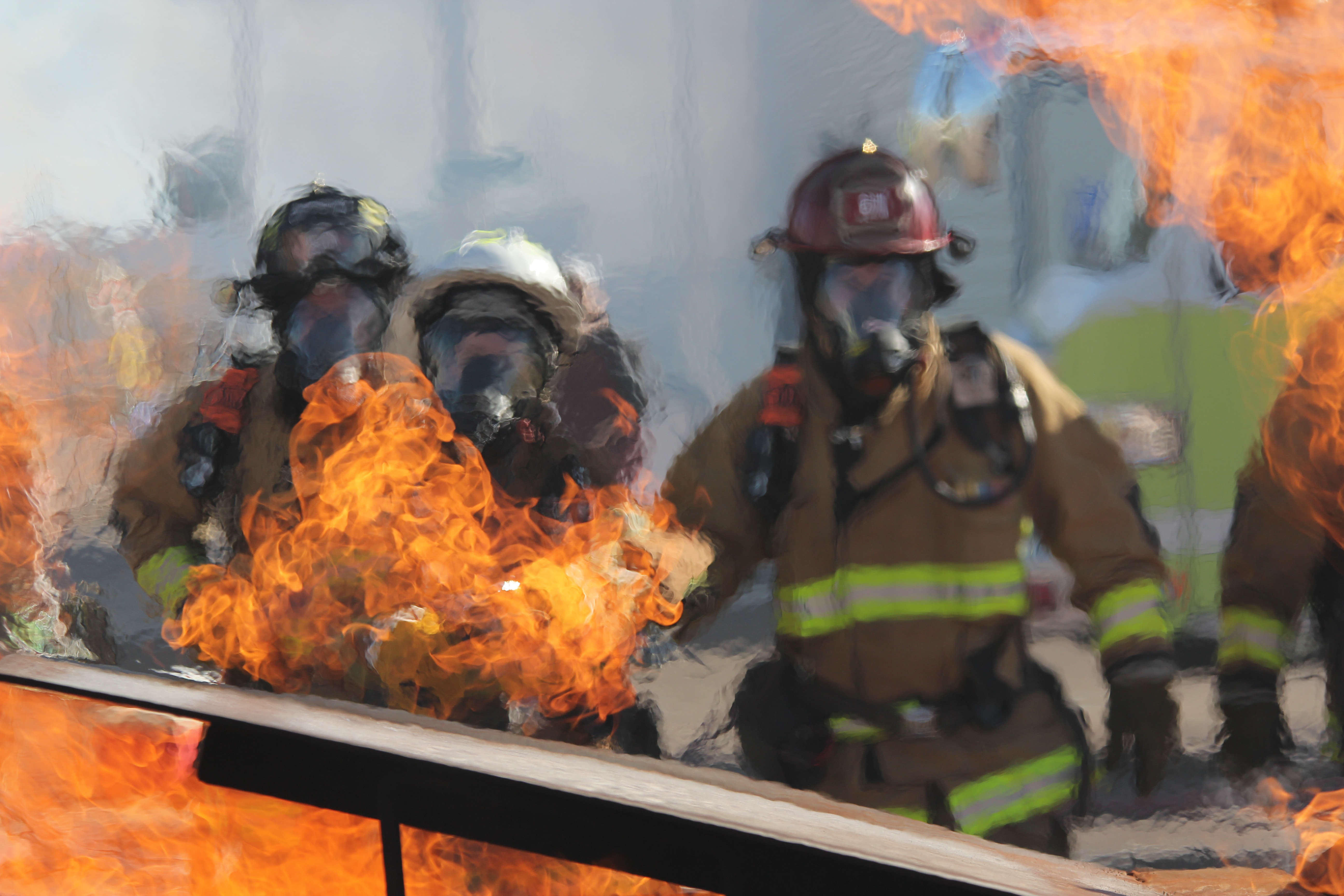Fire fighters trying to stop a fire